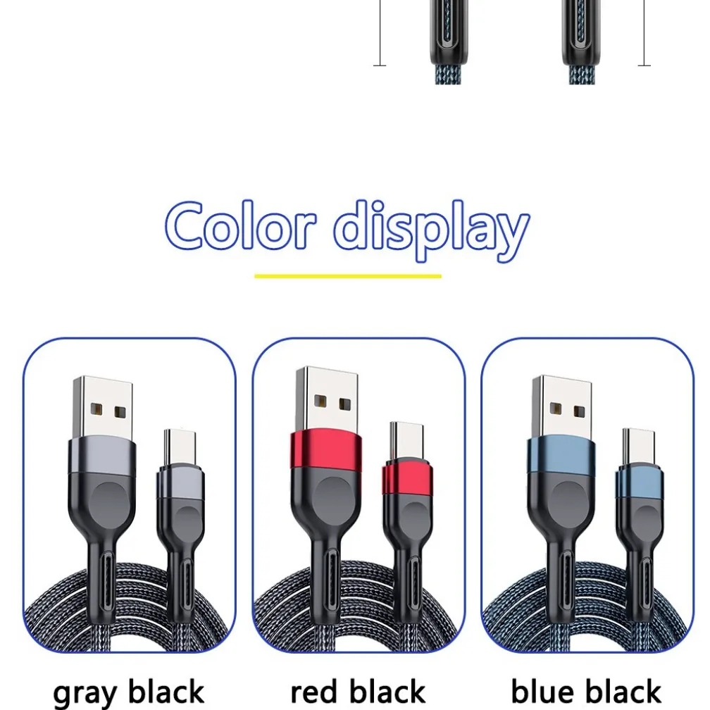 USB Type C Cable For Samung Huawei Xiaomi 3A Fat Charging Cable Mobile Phone Charger USB-C Data Wire Cord 2m 1m_voghion.com