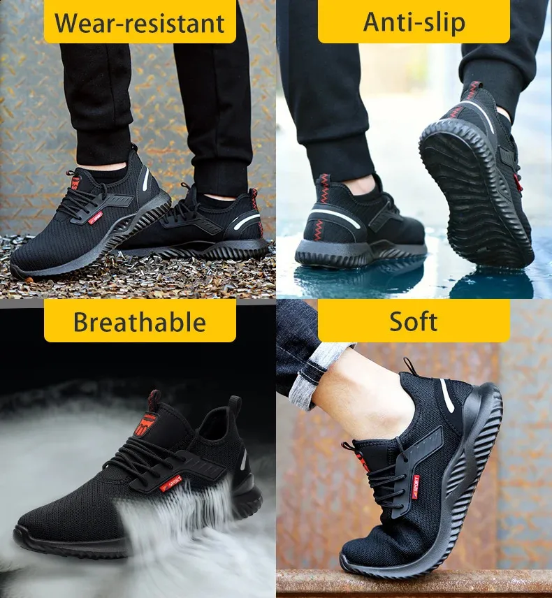 Chaussures de sécurité avec embout en acier, résistantes aux chocs, chaussures de sport légères perforées et non amovibles pour hommes, Direct 250226_voghion.com