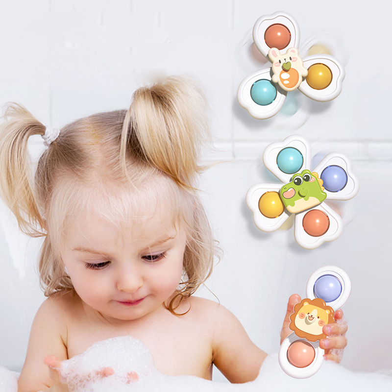 Spinning Top Bath Toy 3 In 1 Educational Sensory Rattle For Babies_voghion.com