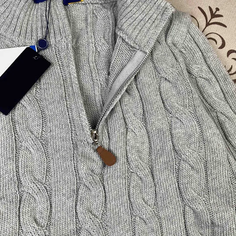 Pull homme design Pony, brodé, imprimé, zippé, coton, coupe ajustée, livraison rapide, T250717_voghion.com