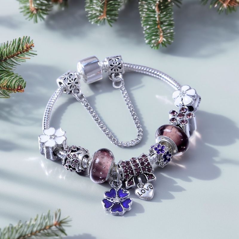Bracciale charm in acciaio inossidabile con perline smaltate_voghion.com