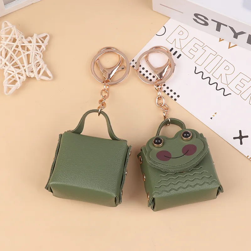 Creative Leather Frog Coin Purse Car Key Chain Pendant Bluetooth Headset Cute Keychain Mini Storage Bag_voghion.com