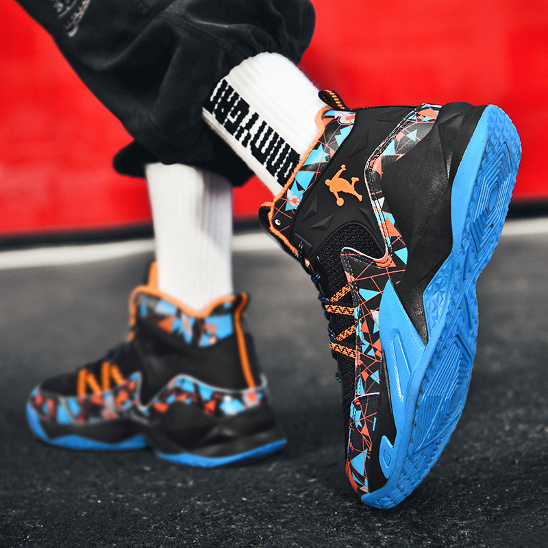 Mandarin Duck con superficie in mesh, scarpe da basket alte da combattimento per studenti, scarpe Flywire_voghion.com