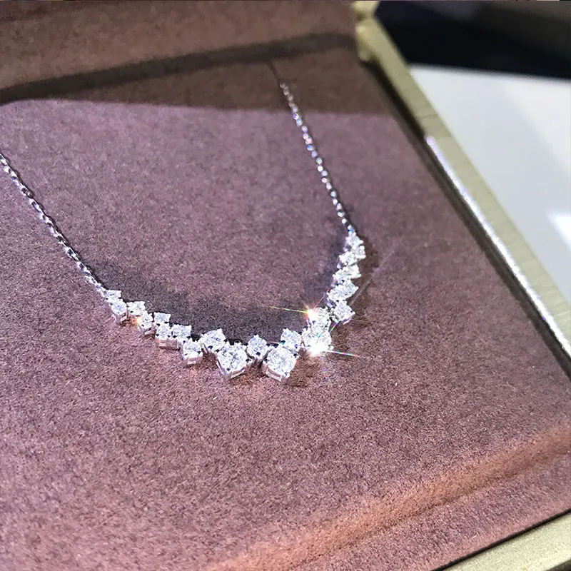 Colliers pendentifs CAOSHI Collier pour femme pour fiançailles Bijoux de mariage avec une rangée de cristal brillant Élégant Femme_voghion.com