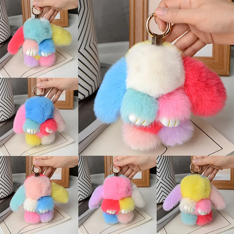 15cm Rabbit Fur Keychain Women Bag Car Key Chain Pendant Decoration Jewelry Bags Hangings Accessories Gifts_voghion.com