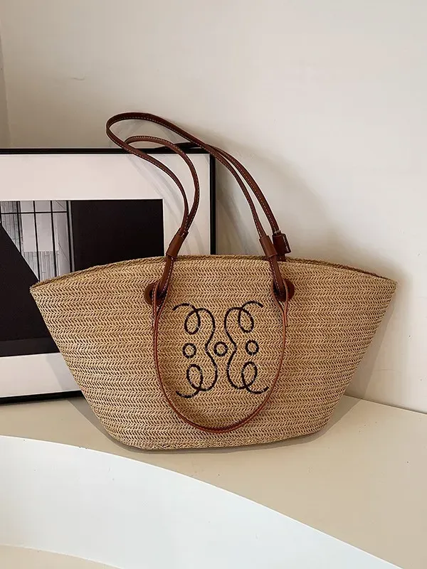 Shoulder Crossbody Purse Designer 2025 Bag Women's Capacity New Braided Satchel Summer Beach Straw Bucket Shoulder Large_voghion.com