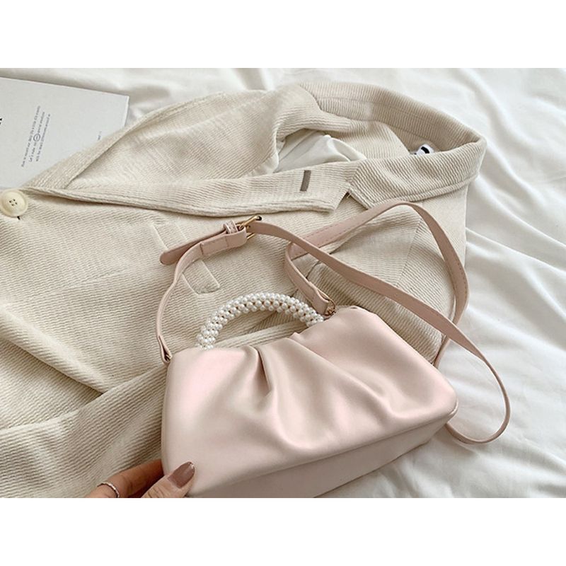 And High-end Feeling Cloud Pearl Handle Handle, Single Shoulder Crossbody Bag, 2024 Summer New Pleated Small Bag_voghion.com