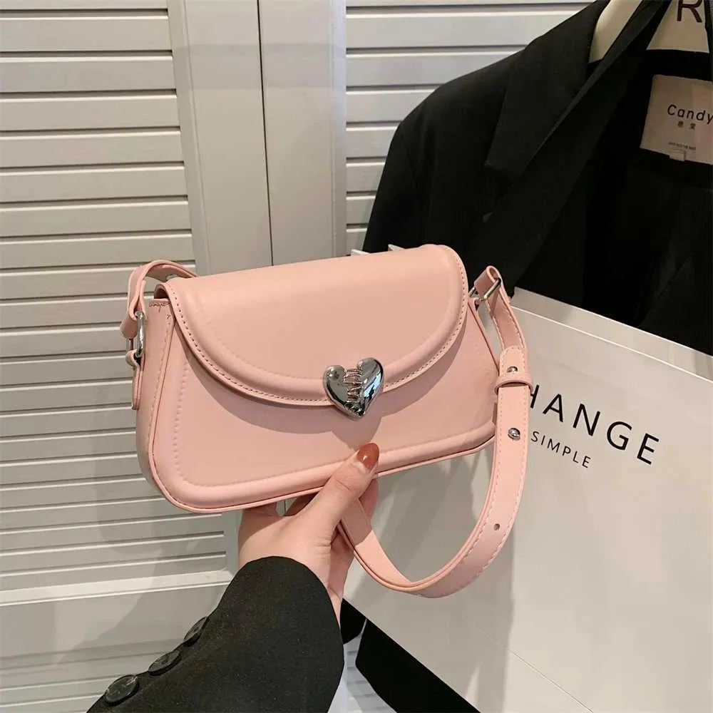 Schoudertas voor dames kleine schoudertas met hartgesp zilver_voghion.com