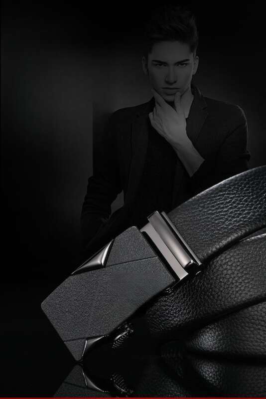 Cintura multifunzione per pantaloni con fibbia automatica in finta pelle di mucca da uomo_voghion.com