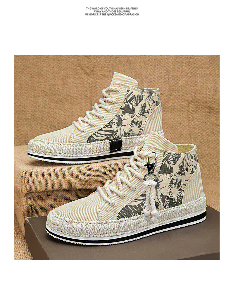 High top canva autumn niche cloth with thick ole elevated height caual board for young port and leiure men'_voghion.com