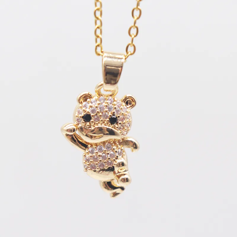 Zirkonbesetzte Tier Anhänger Halskette Für Damen Elegant_voghion.com