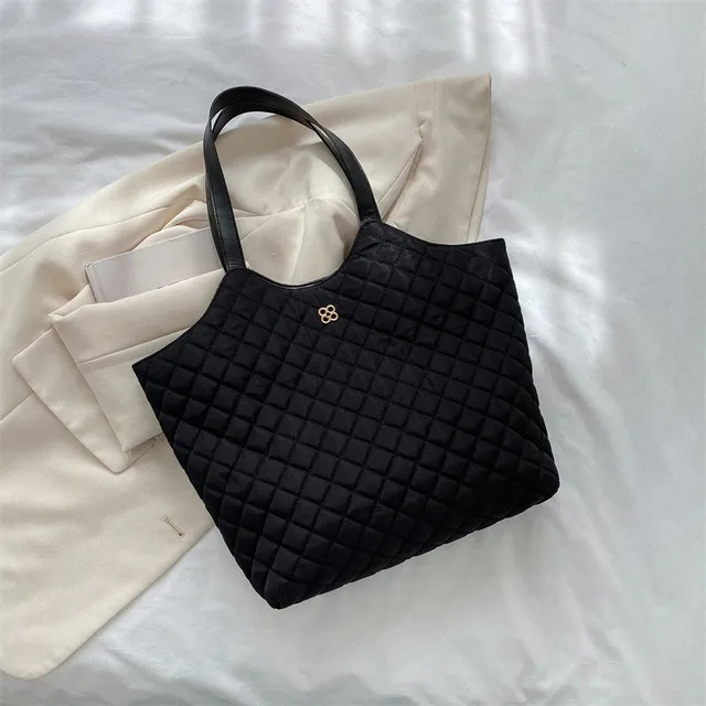 Borsa a tracolla alla moda, grande capacità, da donna, con pieghe a rombo, ricamo a filo, da ascella, borse a mano, tote bag_voghion.com