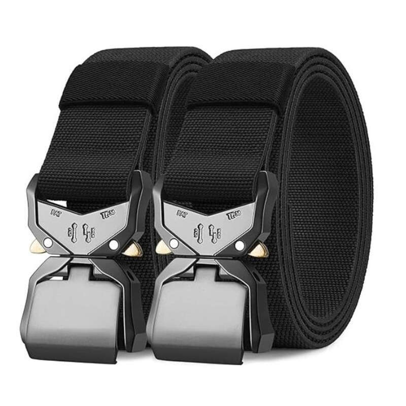 Men's Sports Military Training Aluminum Alloy Snake Buckle Elastic Quick Buckle Nylon Trouser Belt_voghion.com
