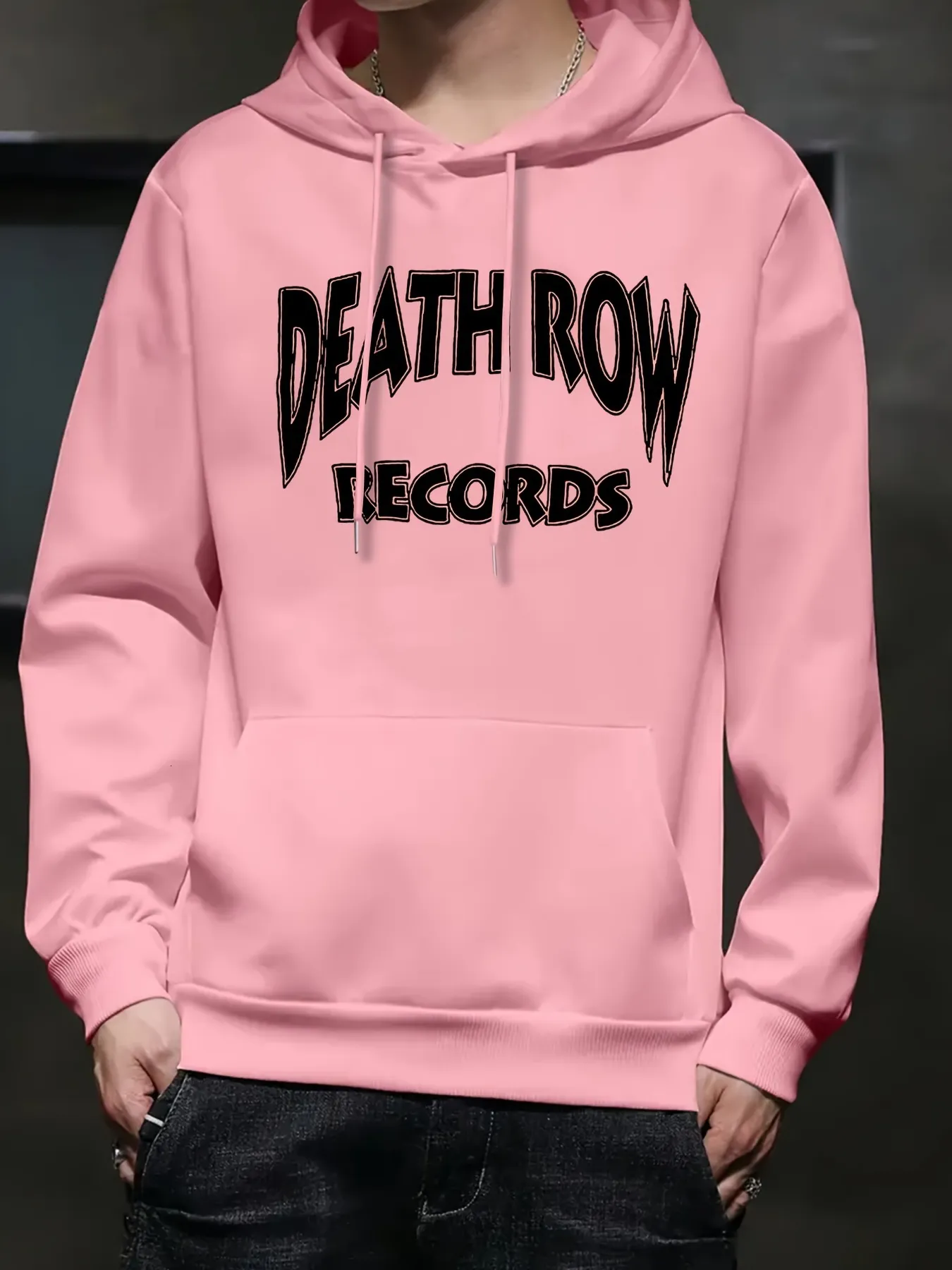 Stampa grafica Death Row Records, felpa con cappuccio a maniche lunghe elegante e alla moda da uomo, felpa con cappuccio versatile per autunno e_voghion.com