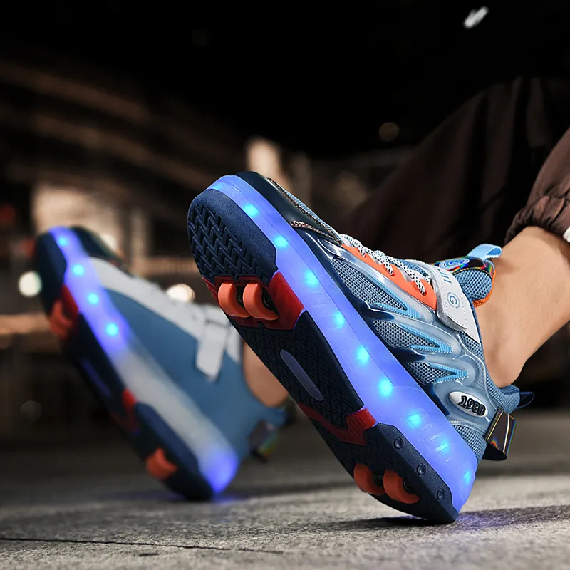 Kinderen Roller Skate Schoenen Led Licht Jongens Meisjes Met 4 Wielen Sport Sneakers Kerstmis Verjaardag Kinderen Show Cadeau_voghion.com