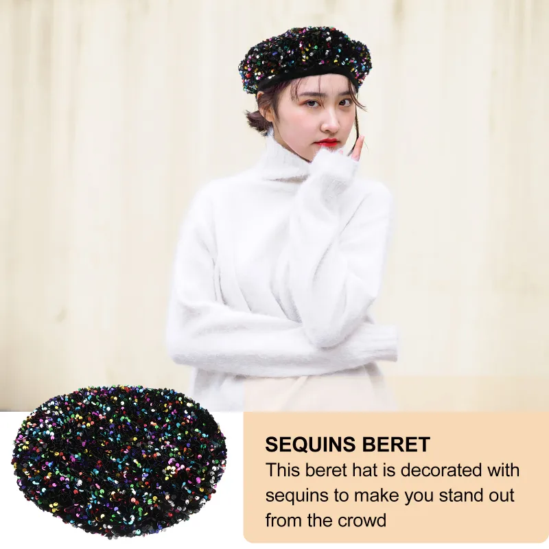 Berretti Cappelli per bambini Accessori da donna Berretto con paillettes brillanti Berretto Performance Dancing Party Fancy Dress Outfits Inverno_voghion.com