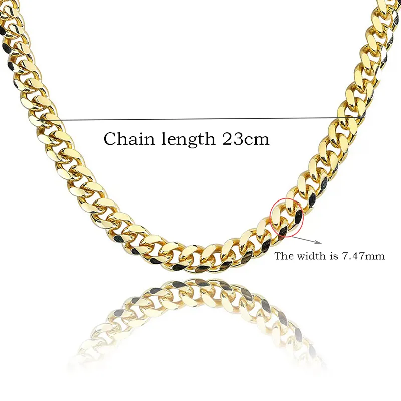 Catene Moda Europea E Americana Uomo Collana In Rame Puro Placcato Con Oro/S Argento Doppia Catena Cubana Stretta Hip-hop_voghion.com