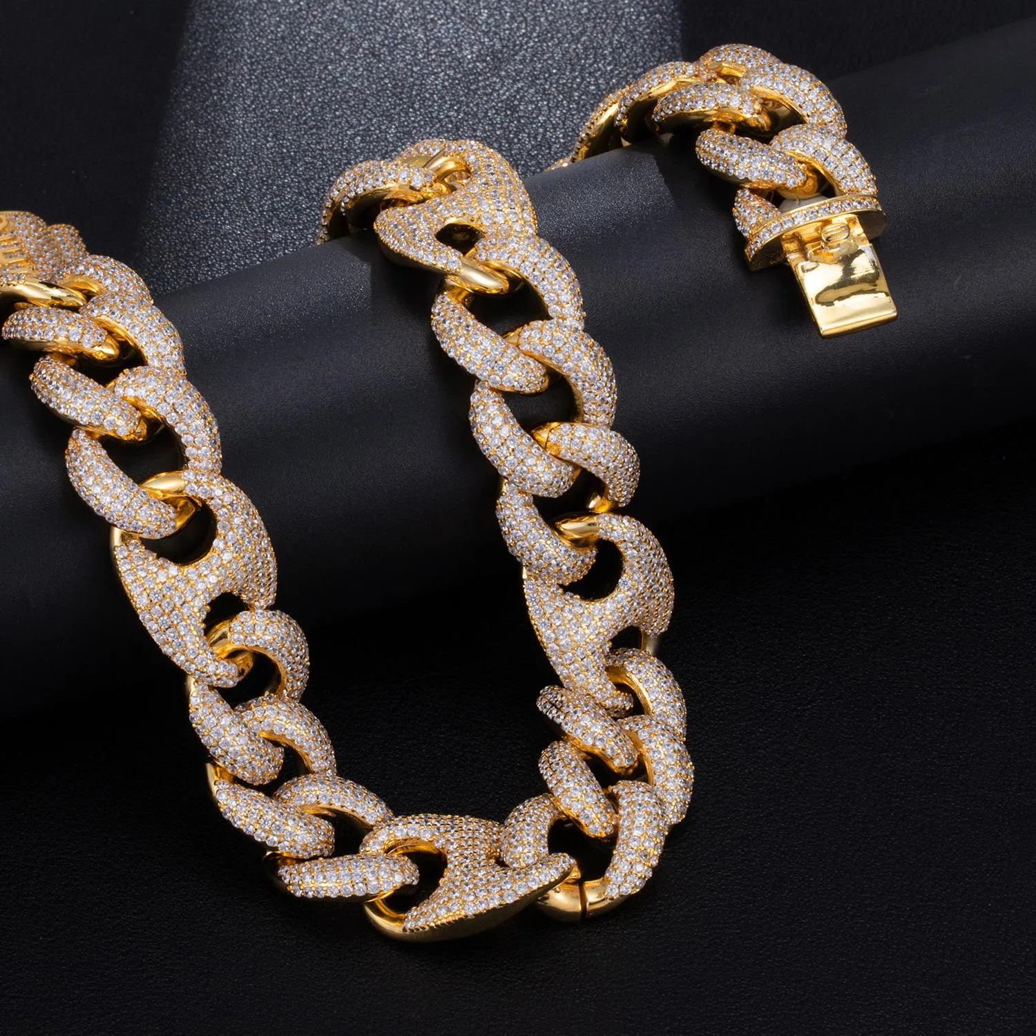 Personalised White Gold Bling Cuban Link Chain Necklace For Men_voghion.com