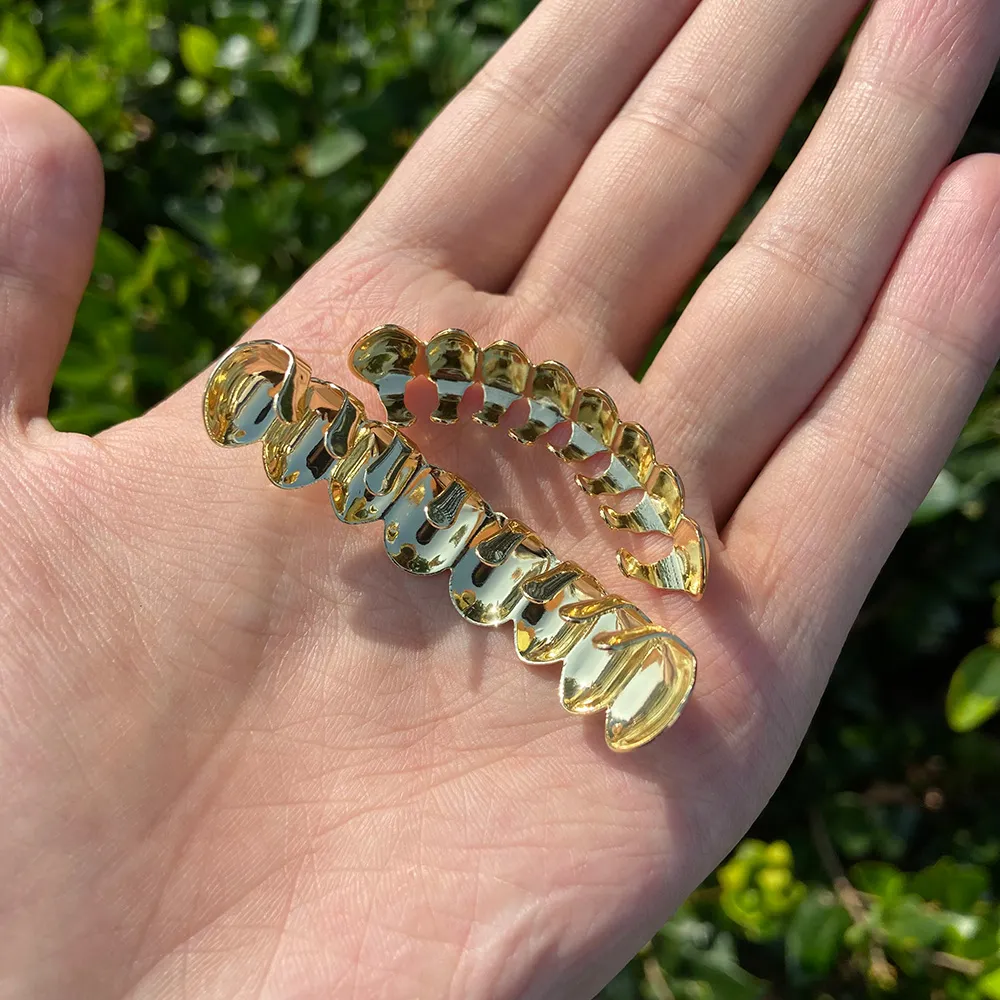 RACHELZ Hip Hop 8/8 Muster Zahnkappen Vergoldete Zähne Grillz Zahnspangen Punk Dental Grills Für Männer Frauen Körperschmuck_voghion.com