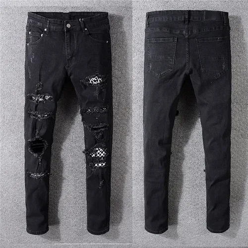 Men's Jeans 2021 Hot Mens Fashion Skinny Straight Slim Ripped Men Fashion Mens Street Wear Motorcycle Biker Jean Pants_mkmklike.com