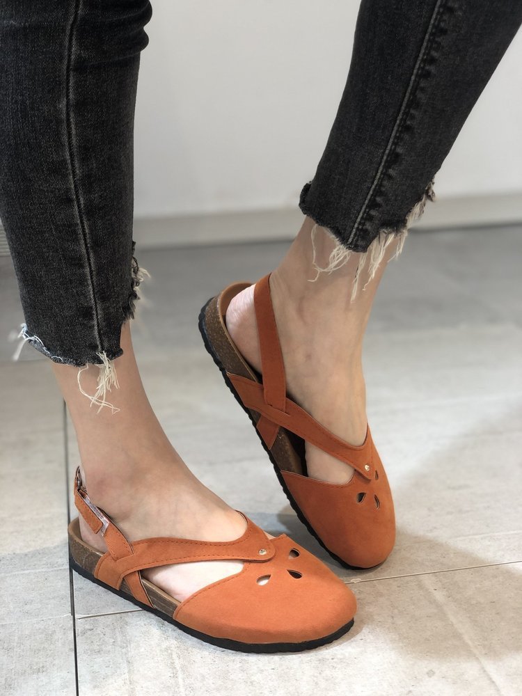 Women's one-line buckle flat sandals_voghion.com