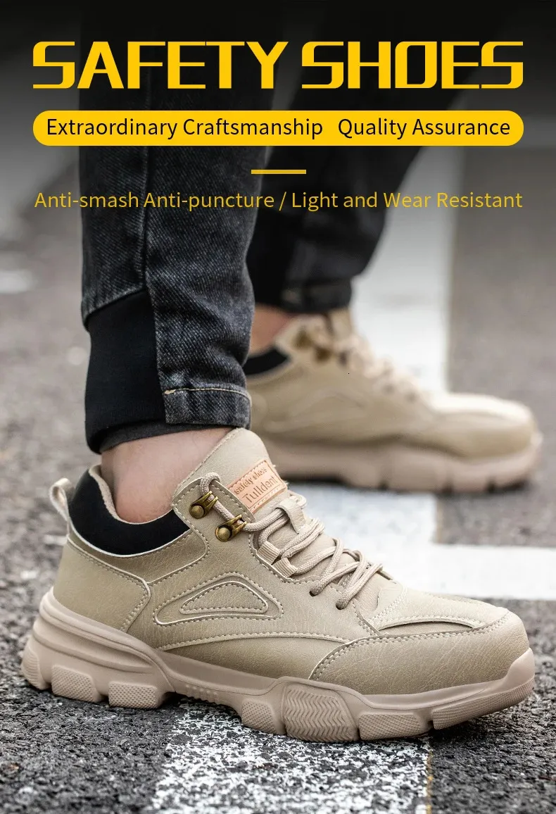 Chaussures de sécurité pour hommes avec embout en acier, amortissant les chocs et résistant à la perforation, style industriel 241205_voghion.com