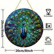 8" Peacock Suncatcher - Double-sided Acrylic Round. Perfect For Window/wall/garden Decor. Ideal Housewarming/holiday Gift & Diwali Decoration._voghion.com