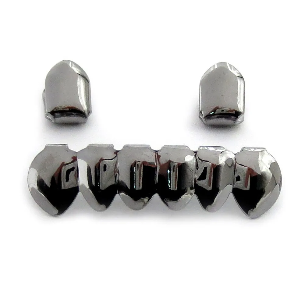 Echtes Gold Grillz Dental Mund Fang Grills Zahnspangen Plain Punk Hiphop Up 2 Bottom 6 Zähne Zahnkappe Cosplay Kostüm_voghion.com