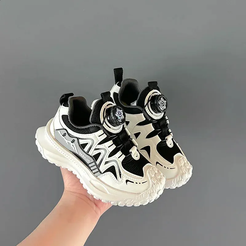 Dziecięce sportowe buty dla chłopców antypoślizgowe PU dziewczęce do koszykówki modne skórzane buty dziecięce krótkie i grube do szkoły tenisowej_voghion.com