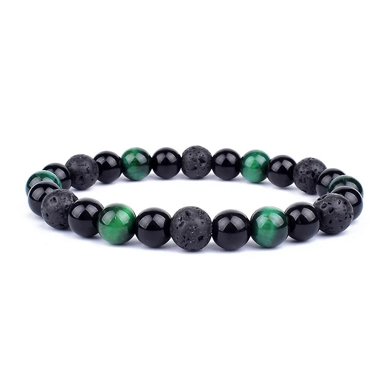 Triple Protection Beaded Bracelet With Obsidian Hematite Tiger Eye_voghion.com