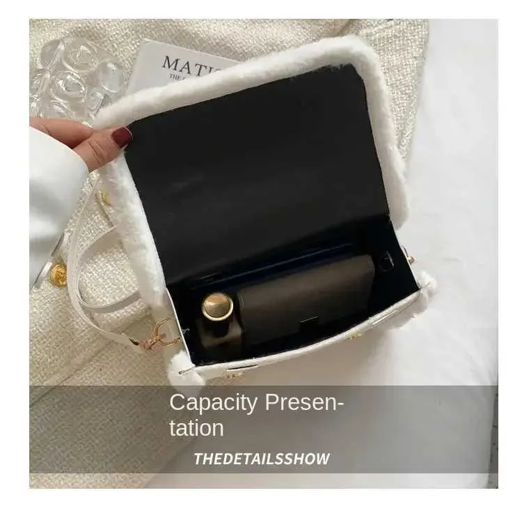 Winter Frauen Crossbody/schulter 2023 Neue Lamm Plüsch Veet Tasche Dame Kleine Quadratische Handtasche Französisch Korea StyleC241106_voghion.com
