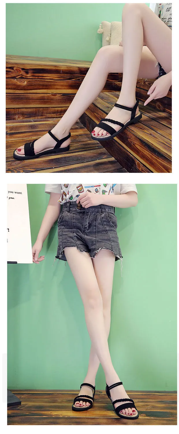 Leichte 2024 Neue und atmungsaktive vielseitige Student Academy Sexy römische flache Schuhe Dicke Sohle Rutschfester Feenstil_voghion.com