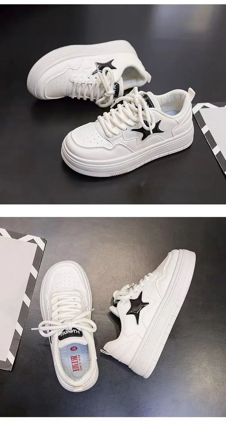 Academy Style Round Head Sponge Cake Thick Sole Casual Small White Fashionable And Comfortable High Height Board Shoes_voghion.com