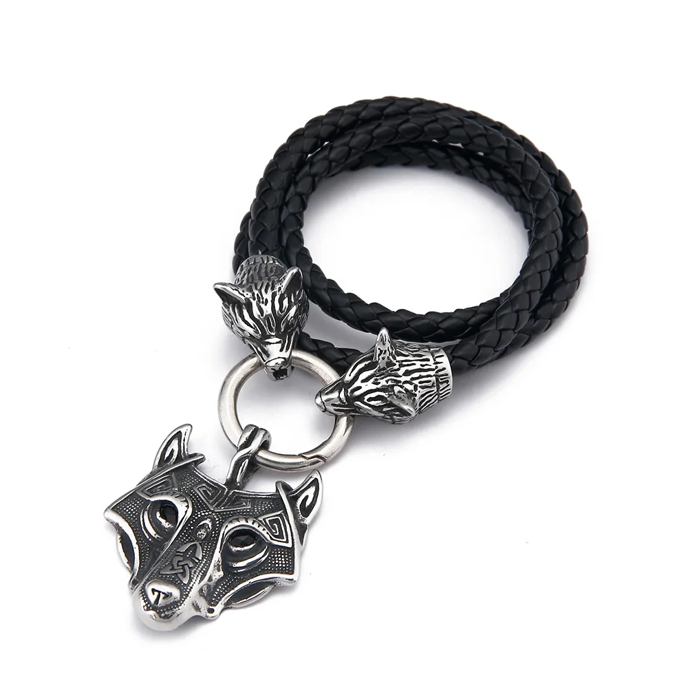 Colares com pingentes estilo masculino aço inoxidável nórdico viking odin lobo corrente e colar de lobo corda amuleto_voghion.com