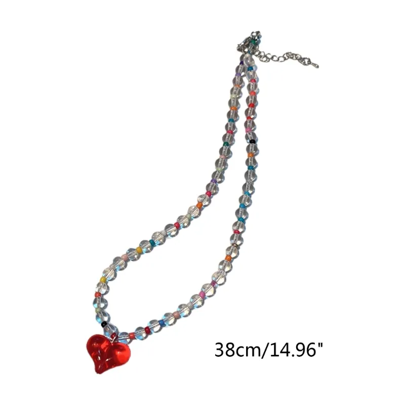 Collier de perles en cristal de haute qualité Collier de perles de rocaille faites à la main en forme de cœur de style bohème_voghion.com