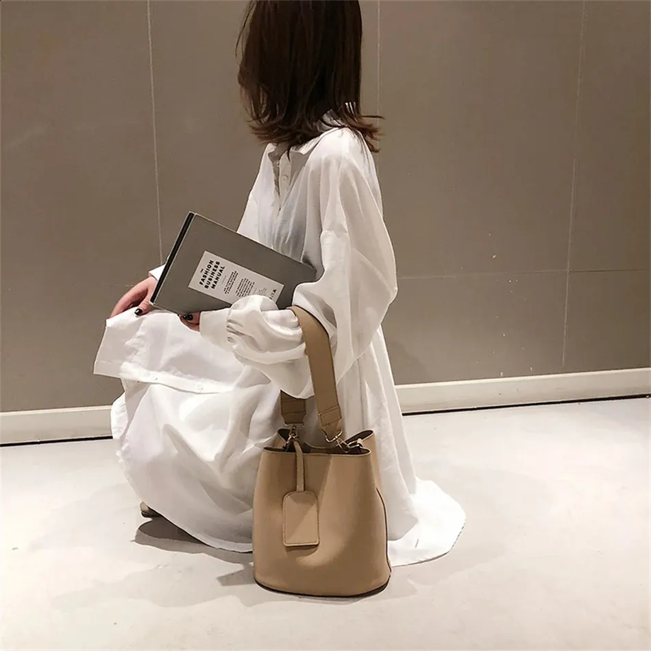 New Bags 2-piece/set Fashion Pu Leather Shoulder Cross Body Bag Casual Womens Large Capacity Bucket Wallet And Handbag_voghion.com