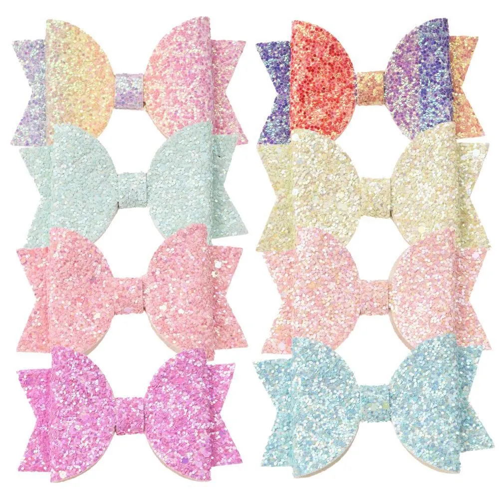 54pcs/lot 5cm*8cm Glitter Bow Boutique Fashion Accessories Sequin Hair Bows Flower Accessory For Girls_voghion.com