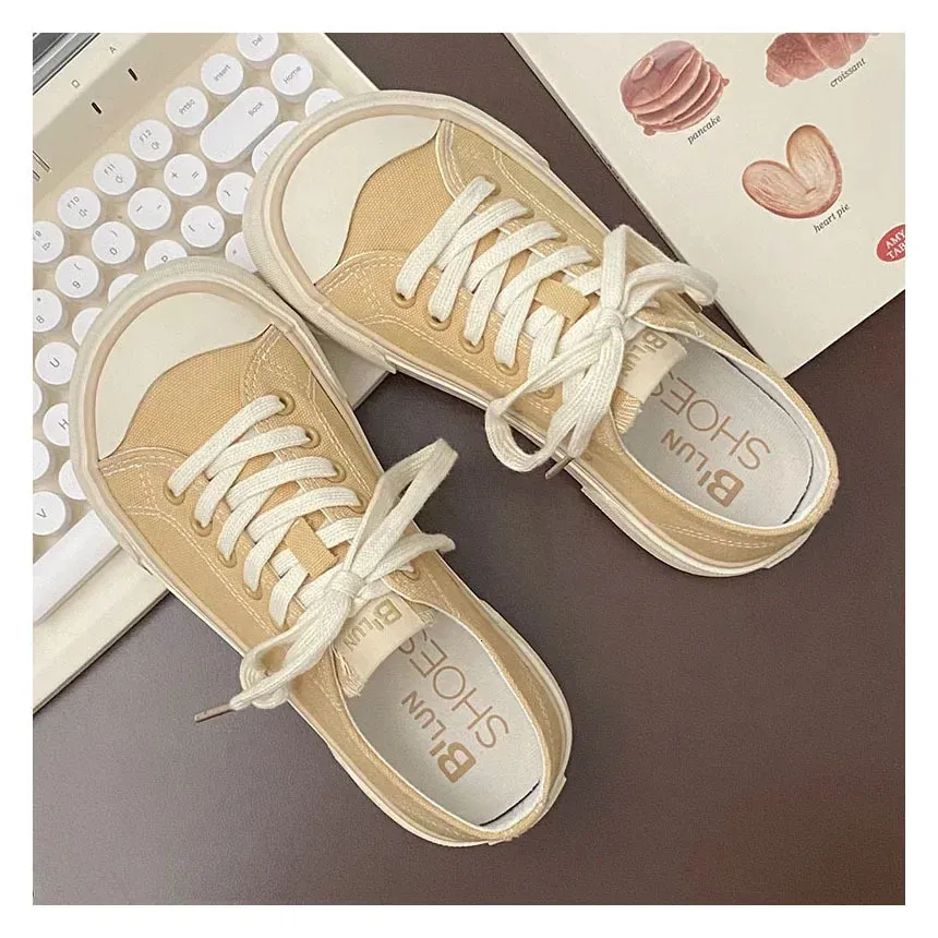 Baskets en toile confortables et polyvalentes pour femmes, style coréen, tendance printemps-été, chaussures décontractées pour femmes 240624_voghion.com