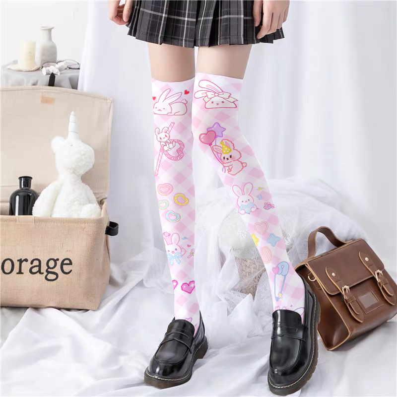 Kirschstrumpfhose, süße Leggings mit Lolita-Print, lange Strümpfe für Loli-Mädchen_voghion.com