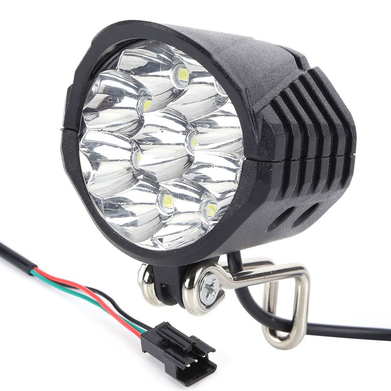 Feu avant LED pour vélo électrique 36/48/60 V avec klaxon 18 W 9 LED pour scooter électrique Phare haute puissance étanche pour vélo électrique_voghion.com