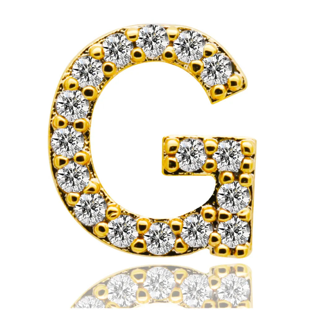 & Oro bianco ghiacciato A-Z Lettera personalizzata Grillz Full Dia fai da te Fang Grills Dente inferiore Cap Hip Hop Dentale Bocca Denti_voghion.com