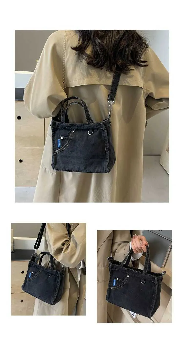 Borsa a tracolla in denim da donna grande borsa a spalla moda_voghion.com