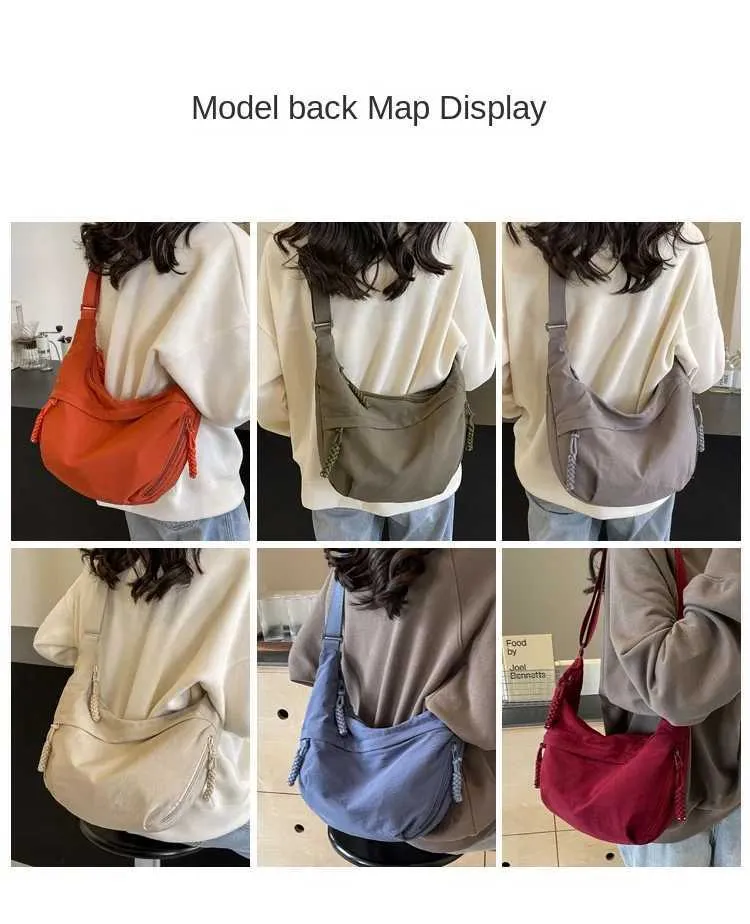 Sac à bandoulière en nylon 2024 pour femme, nouvelle collection été, grande capacité, design polyvalent et de niche, messager Ba241103_voghion.com