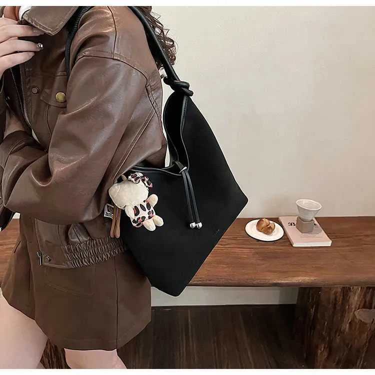 Sacs à main en daim tendance pour femmes, sacs à bandoulière solides de grande capacité, sacs à bandoulière décontractés pour femmes, polyvalents, doux, sous les bras_voghion.com