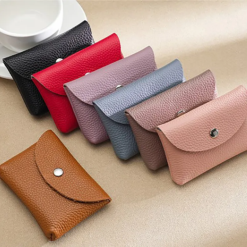 Cowhide Women's Small Purses Fashion Female Short Coin Wallets Pouch Handbag For Girls Card Holder Money Bag_voghion.com