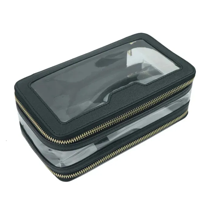 Borsa per cosmetici a doppio strato, in pelle TPU trasparente, semplice, portatile, impermeabile, da viaggio 241128_voghion.com