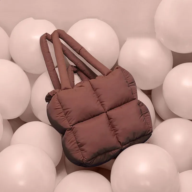 Borsa a tracolla gonfia da donna, trapuntata, in cotone spaziale, imbottita, in piuma, grande capacità, borsa a mano invernale per la spesa_voghion.com