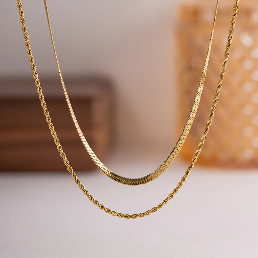 Collana catena doppio strato design serpente lama gioiello_voghion.com