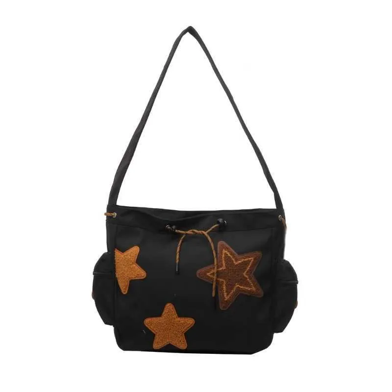 Borsa a tracolla a forma di stella in tela da donna, zaino per studenti Y241116_voghion.com