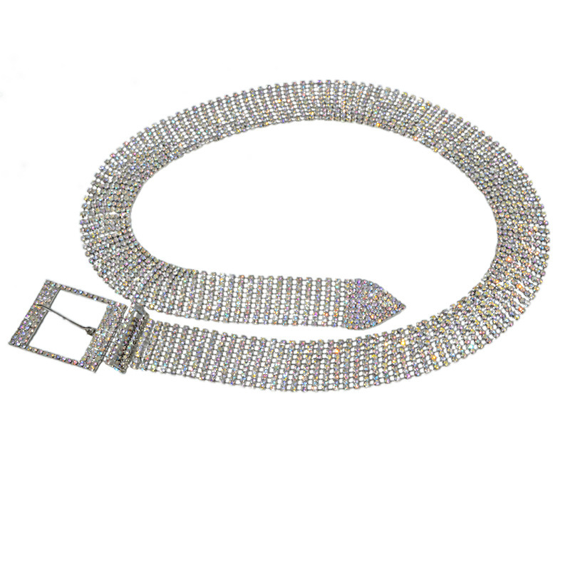 Women's Belt Luxury and Elegant Ten Rows Colorful Diamond Inlaid Metal Waist Chain_voghion.com
